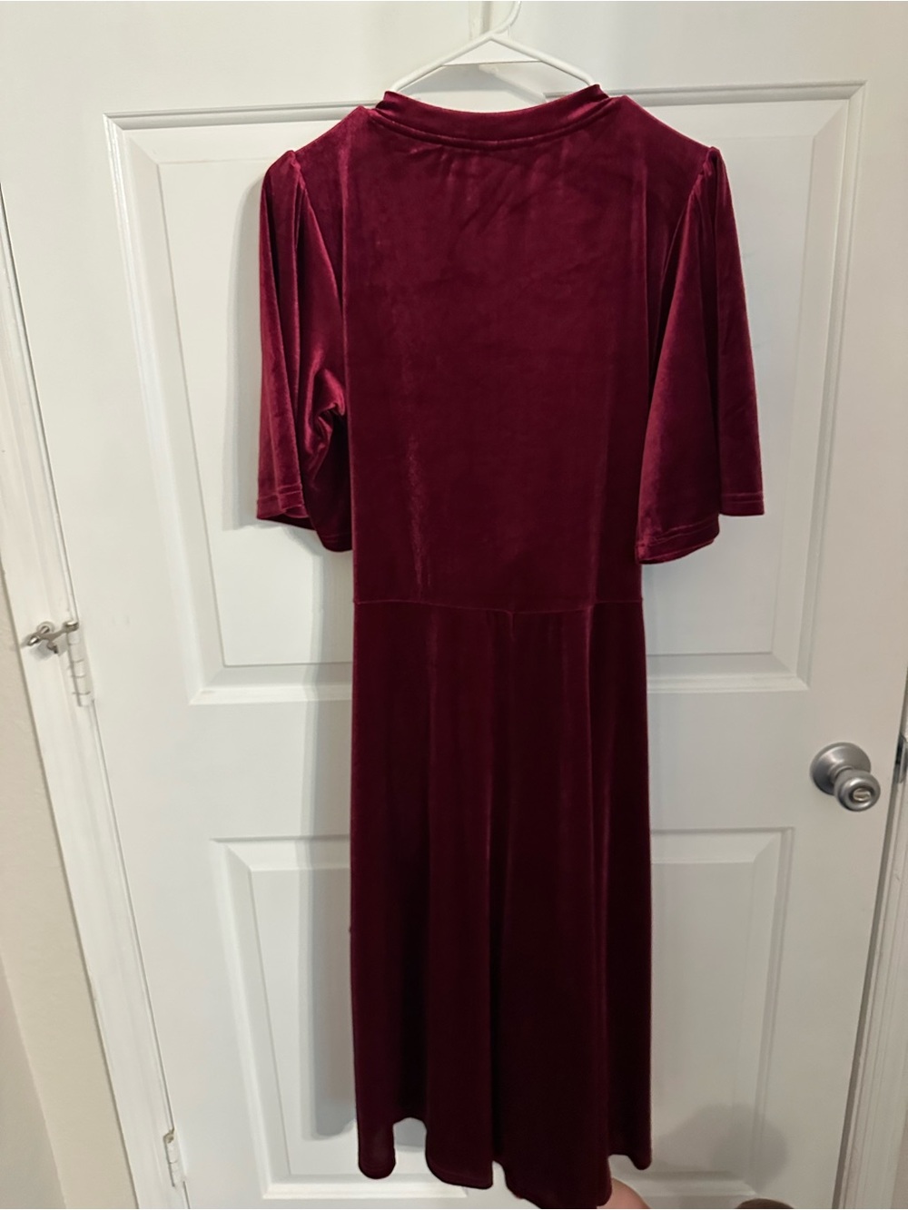 Latched Mama Burgundy Velvet Wrap Midi Dress - Picture 5 of 5